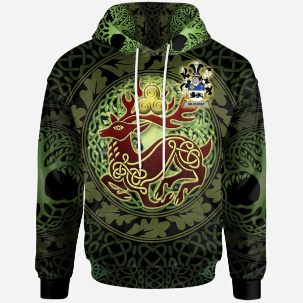 Ireland Hoodie - Gilchrist or McGilchrist Irish Family Crest Hoodie - The God of the Forest