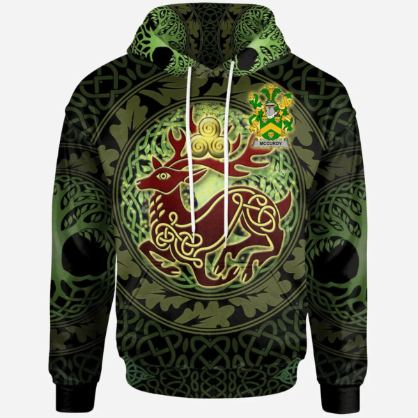 Ireland Hoodie - McCurdy or Curdy Irish Family Crest Hoodie - The God of the Forest