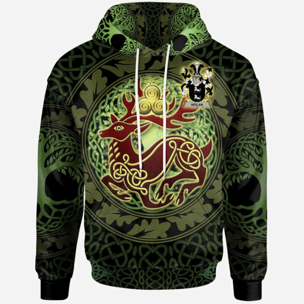 Ireland Hoodie - Neilan or O'Neylan Irish Family Crest Hoodie - The God of the Forest