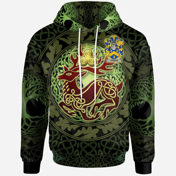 Ireland Hoodie - Conran or O'Condron Irish Family Crest Hoodie - The God of the Forest