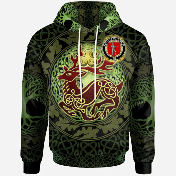 Ireland Hoodie - House of O'LOUGHLIN Irish Family Crest Hoodie - The God of the Forest