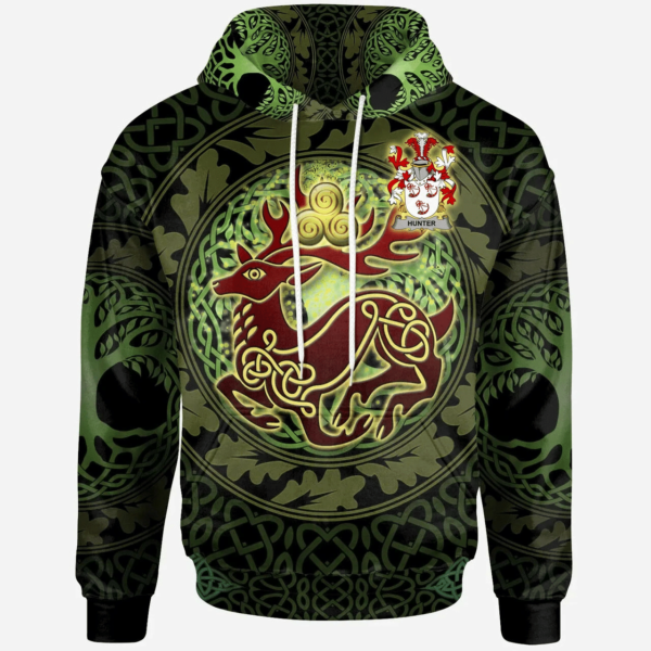 Ireland Hoodie - Hunter Irish Family Crest Hoodie - The God of the Forest