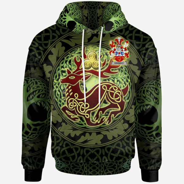 Ireland Hoodie - Dennehy or O'Dennehy Irish Family Crest Hoodie - The God of the Forest