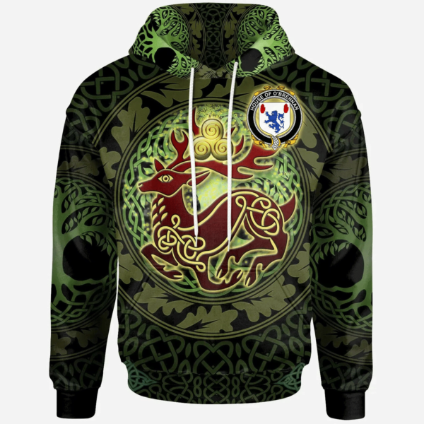 Ireland Hoodie - House of O'BRENNAN (Connacht) Irish Family Crest Hoodie - The God of the Forest