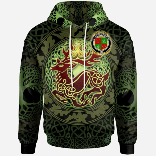 Ireland Hoodie - House of O'NAGHTEN Irish Family Crest Hoodie - The God of the Forest