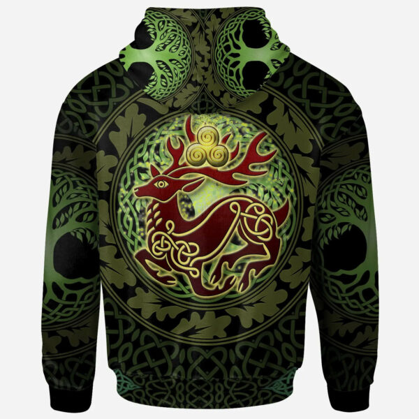 Ireland Hoodie - McCusker or Cosker Irish Family Crest Hoodie - The God of the Forest - Image 2