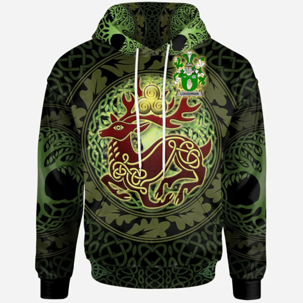 Ireland Hoodie - Loughnan or O'Loughnan Irish Family Crest Hoodie - The God of the Forest