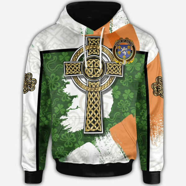 Ireland Hoodie - House of DALTON Irish Family Crest Hoodie - Irish Shamrock With Celtic Cross