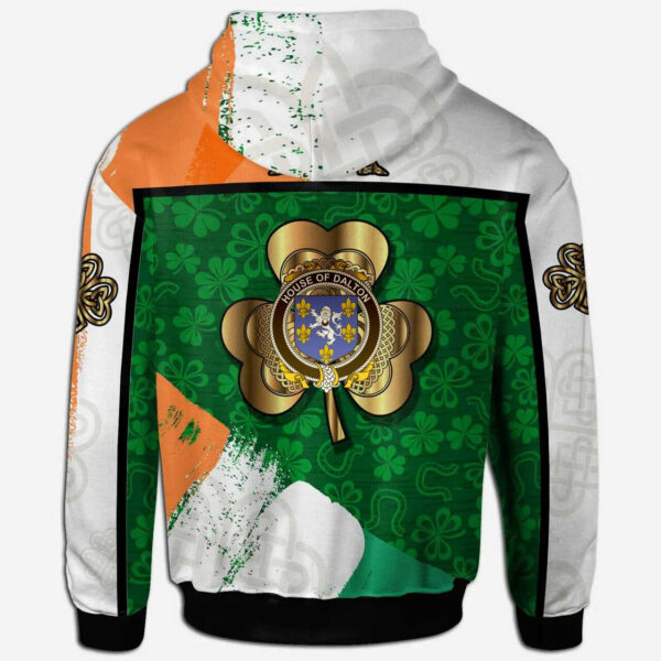 Ireland Hoodie - House of DALTON Irish Family Crest Hoodie - Irish Shamrock With Celtic Cross - Image 2