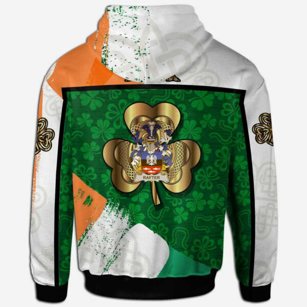 Ireland Hoodie - Rafter Irish Family Crest Hoodie - Irish Shamrock With Celtic Cross - Image 2