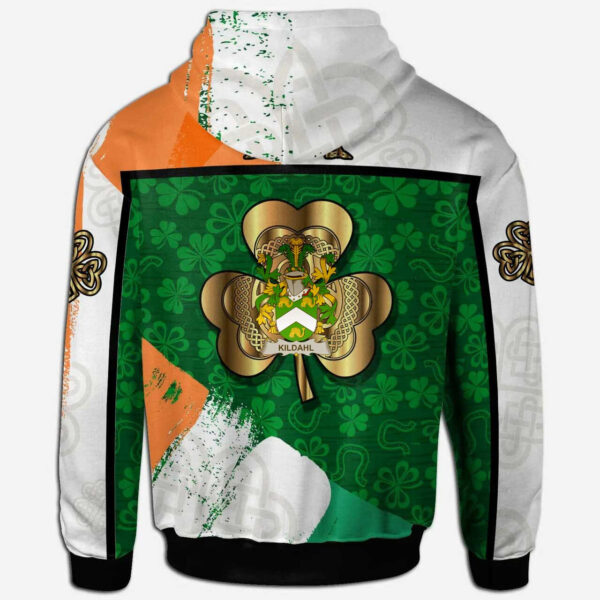 Ireland Hoodie - Kildahl Irish Family Crest Hoodie - Irish Shamrock With Celtic Cross - Image 2