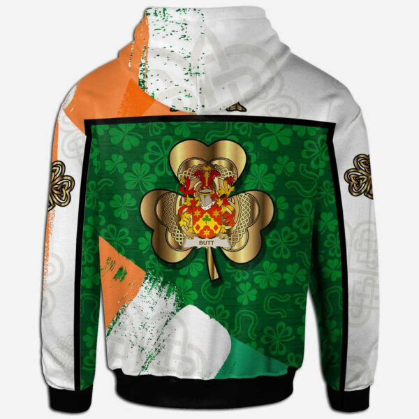 Ireland Hoodie - Butt Irish Family Crest Hoodie - Irish Shamrock With Celtic Cross - Image 2