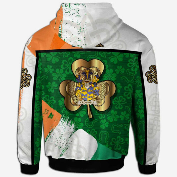 Ireland Hoodie - Cromwell Irish Family Crest Hoodie - Irish Shamrock With Celtic Cross - Image 2