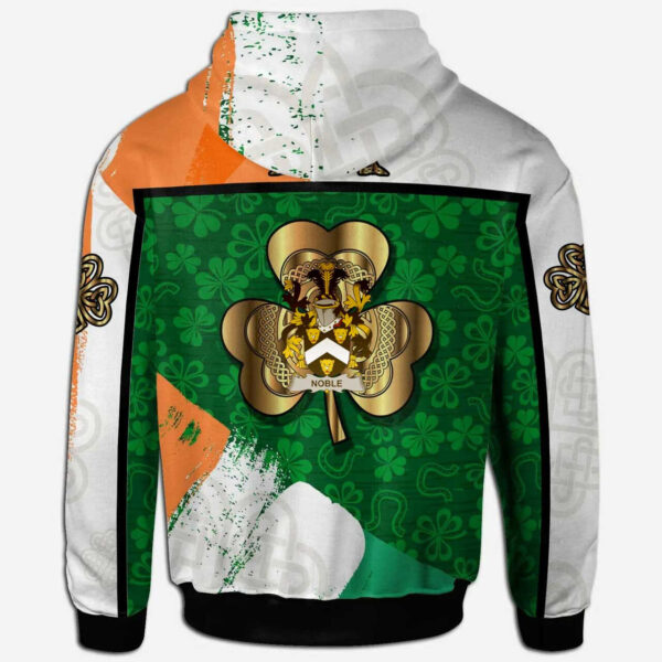 Ireland Hoodie - Noble Irish Family Crest Hoodie - Irish Shamrock With Celtic Cross - Image 2