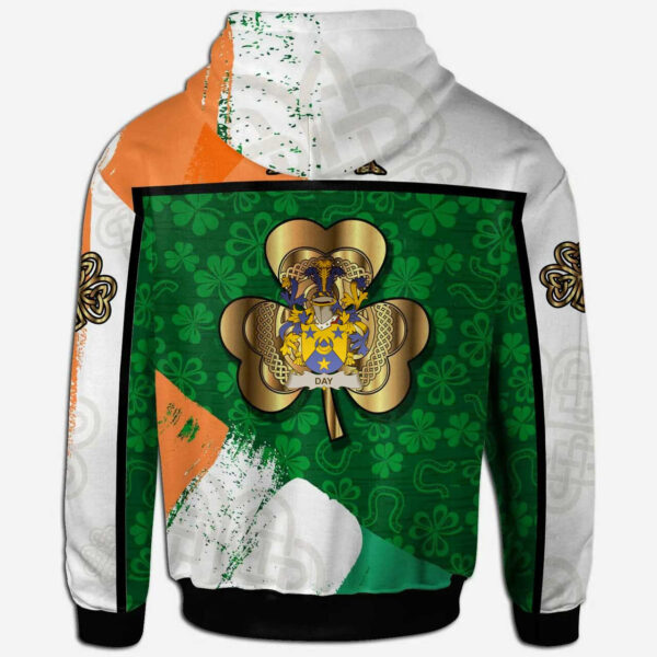 Ireland Hoodie - Day Irish Family Crest Hoodie - Irish Shamrock With Celtic Cross - Image 2