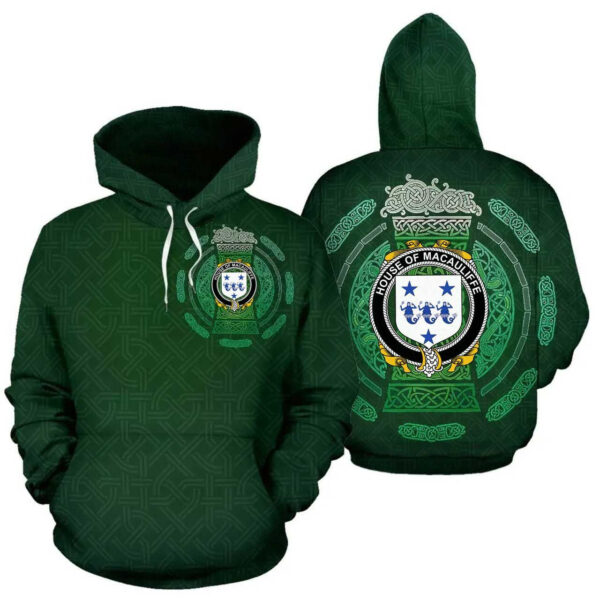 Ireland Hoodie - House of MACAULIFFE Irish Family Crest Hoodie - Celtic Beer