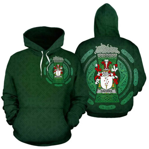 Ireland Hoodie - Davoren or O'Davoren Irish Family Crest Hoodie - Celtic Beer