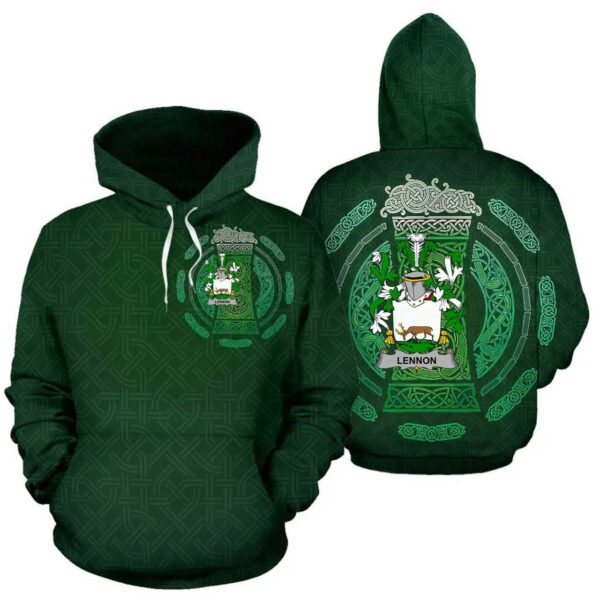 Ireland Hoodie - Lennon or O'Lennon Irish Family Crest Hoodie - Celtic Beer