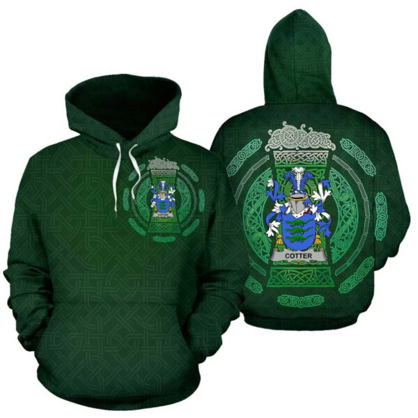 Ireland Hoodie - Cotter or MacCotter Irish Family Crest Hoodie - Celtic Beer