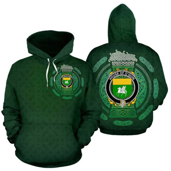 Ireland Hoodie - House of O'QUIN (Annaly) Irish Family Crest Hoodie - Celtic Beer