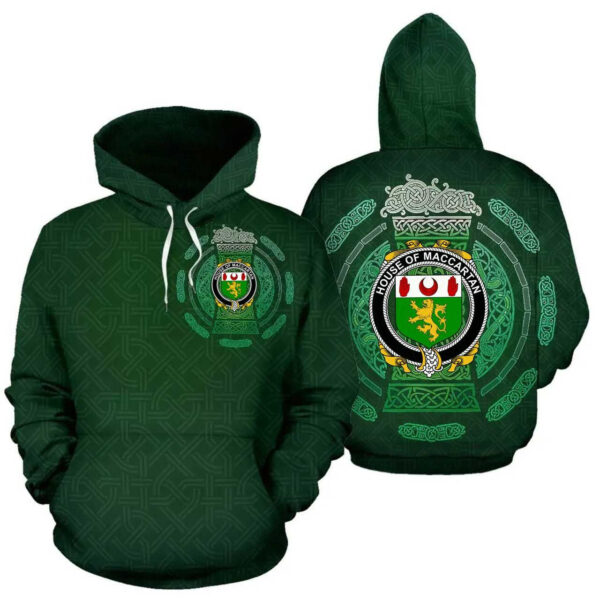 Ireland Hoodie - House of MACCARTAN Irish Family Crest Hoodie - Celtic Beer