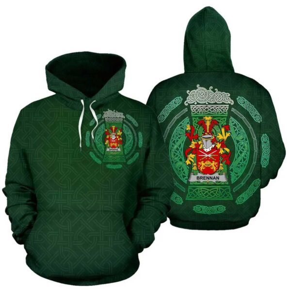 Ireland Hoodie - Brennan or O'Brennan Irish Family Crest Hoodie - Celtic Beer