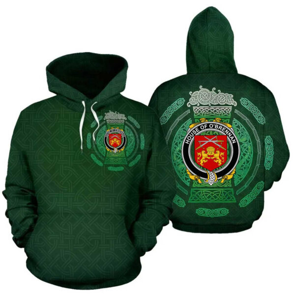 Ireland Hoodie - House of O'BRENNAN (Ossory) Irish Family Crest Hoodie - Celtic Beer