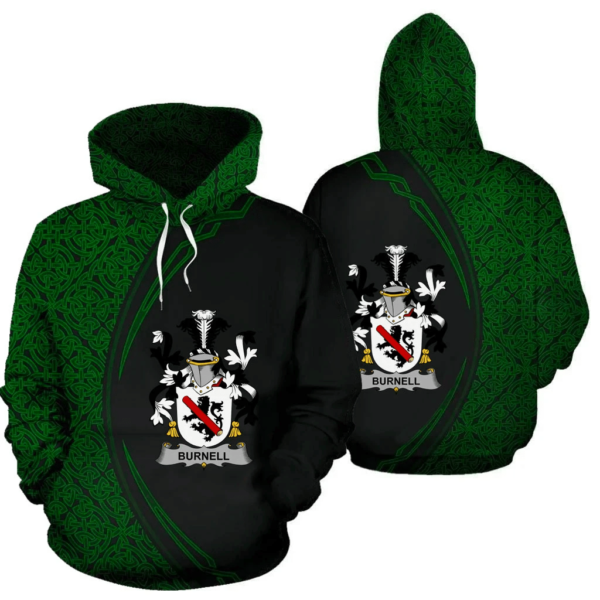 Ireland Hoodie - Burnell Irish Family Crest Hoodie - Celtic Circle Style