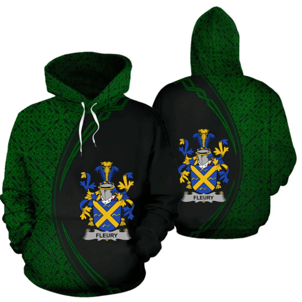 Ireland Hoodie - Fleury Irish Family Crest Hoodie - Celtic Circle Style