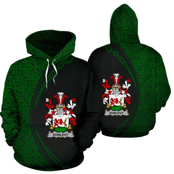 Ireland Hoodie - Donlevy or O'Donlevy Irish Family Crest Hoodie - Celtic Circle Style