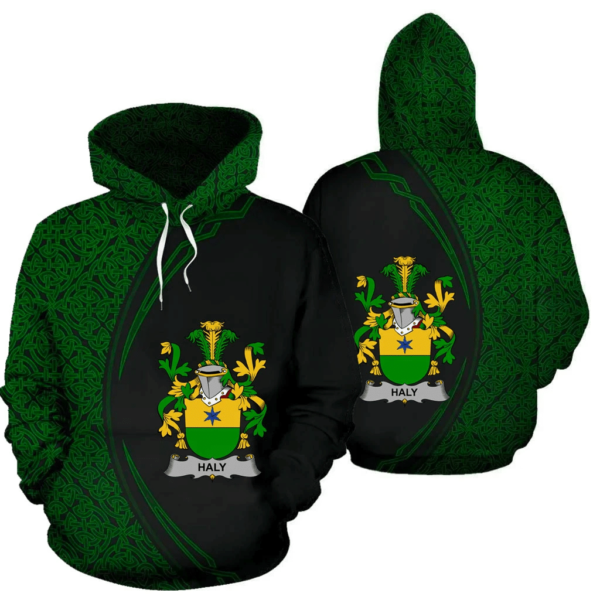 Ireland Hoodie - Haly or O'Haly Irish Family Crest Hoodie - Celtic Circle Style