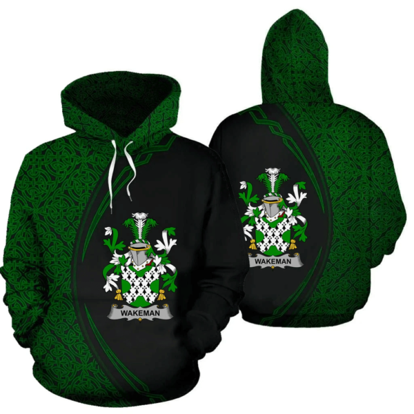 Ireland Hoodie - Wakeman Irish Family Crest Hoodie - Celtic Circle Style