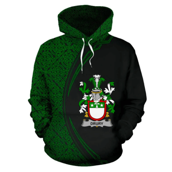 Ireland Hoodie - Drury or McDrury Irish Family Crest Hoodie - Celtic Circle Style - Image 2