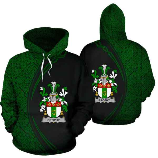 Ireland Hoodie - Brophy or O'Brophy Irish Family Crest Hoodie - Celtic Circle Style