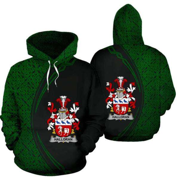 Ireland Hoodie - Halloran or O'Halloran Irish Family Crest Hoodie - Celtic Circle Style