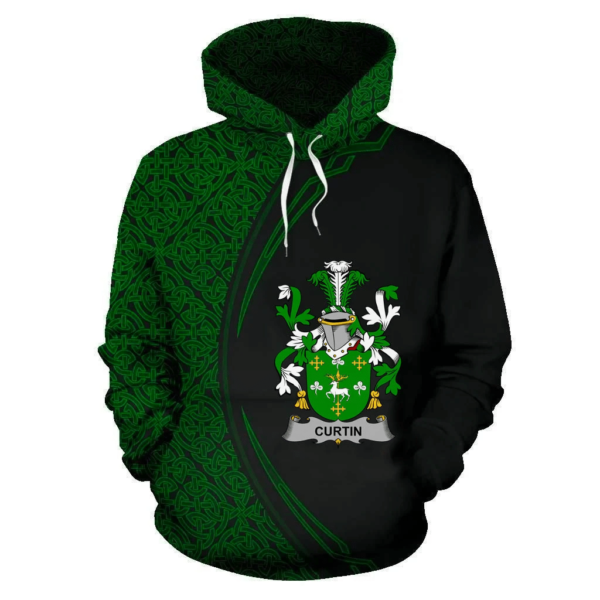 Ireland Hoodie - Curtin or McCurtin Irish Family Crest Hoodie - Celtic Circle Style - Image 2