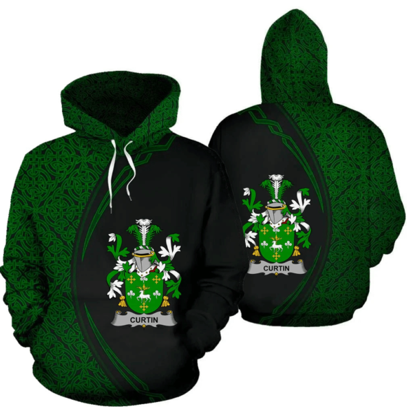 Ireland Hoodie - Curtin or McCurtin Irish Family Crest Hoodie - Celtic Circle Style