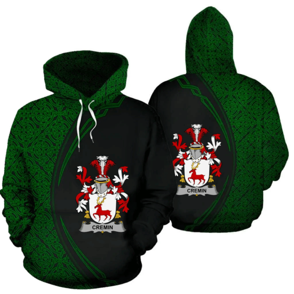 Ireland Hoodie - Cremin or O'Cremin Irish Family Crest Hoodie - Celtic Circle Style