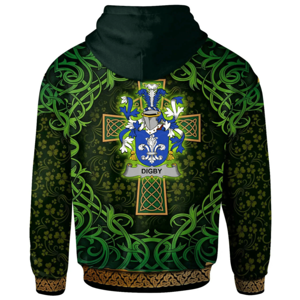 Ireland Hoodie - Digby Irish Family Crest Hoodie - Celtic Cross Shamrock Patterns - Image 2