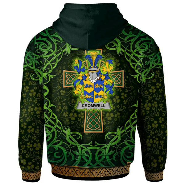 Ireland Hoodie - Cromwell Irish Family Crest Hoodie - Celtic Cross Shamrock Patterns - Image 2