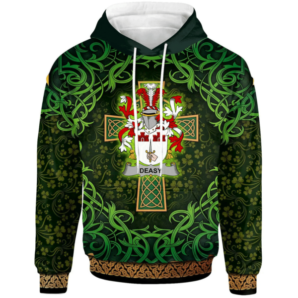 Ireland Hoodie - Deasy Irish Family Crest Hoodie - Celtic Cross Shamrock Patterns