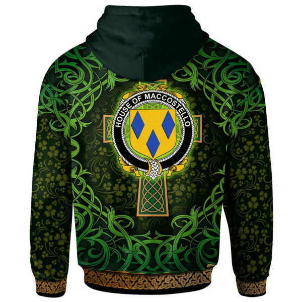 Ireland Hoodie - House of MACCOSTELLO Irish Family Crest Hoodie - Celtic Cross Shamrock Patterns - Image 2