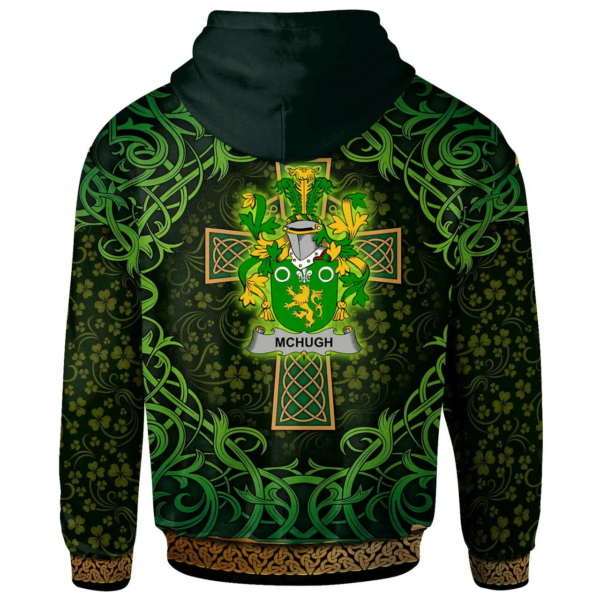 Ireland Hoodie - McHugh or MacHugh Irish Family Crest Hoodie - Celtic Cross Shamrock Patterns - Image 2