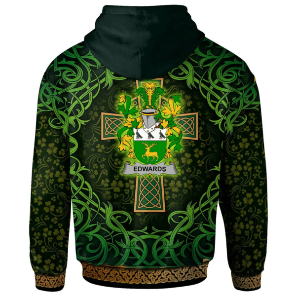 Ireland Hoodie - Edwards Irish Family Crest Hoodie - Celtic Cross Shamrock Patterns - Image 2