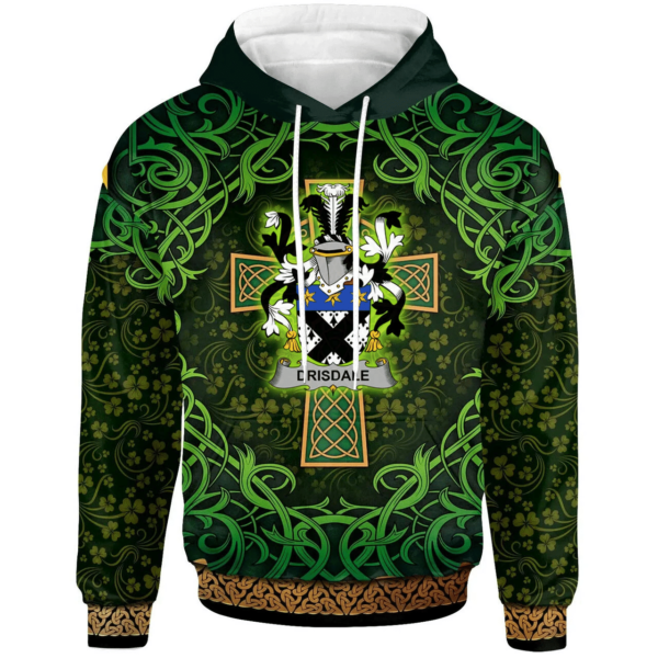 Ireland Hoodie - Drisdale Irish Family Crest Hoodie - Celtic Cross Shamrock Patterns