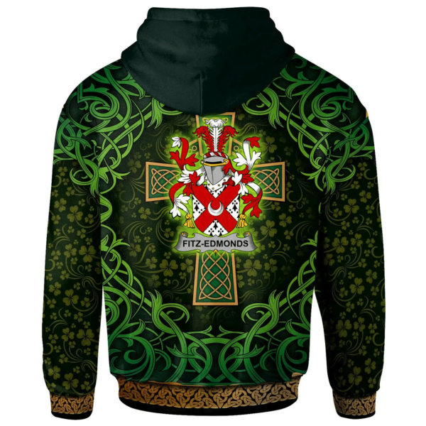 Ireland Hoodie - Fitz-Edmonds Irish Family Crest Hoodie - Celtic Cross Shamrock Patterns - Image 2