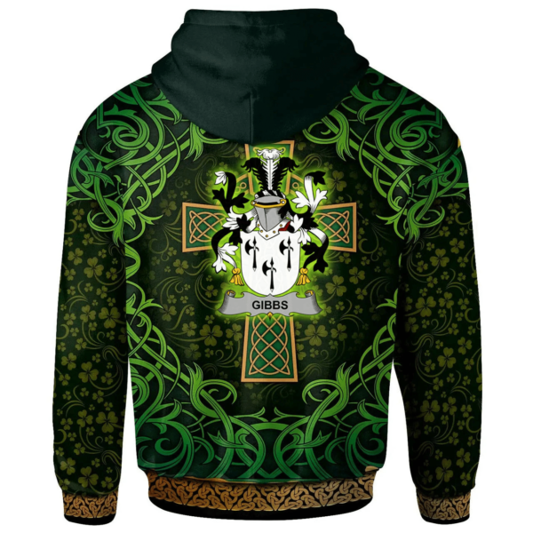 Ireland Hoodie - Gibbs Irish Family Crest Hoodie - Celtic Cross Shamrock Patterns - Image 2