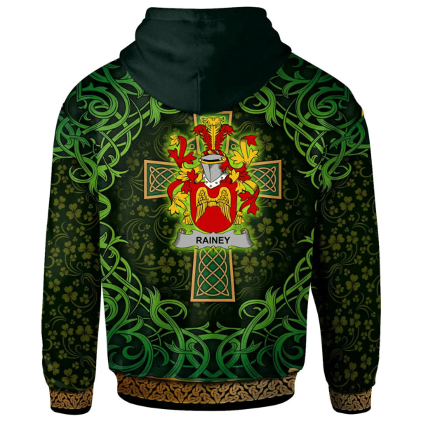 Ireland Hoodie - Rainey Irish Family Crest Hoodie - Celtic Cross Shamrock Patterns - Image 2