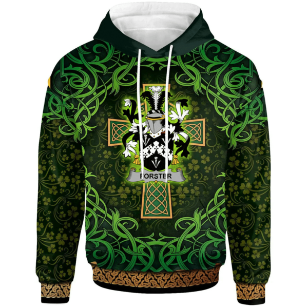 Ireland Hoodie - Forster Irish Family Crest Hoodie - Celtic Cross Shamrock Patterns