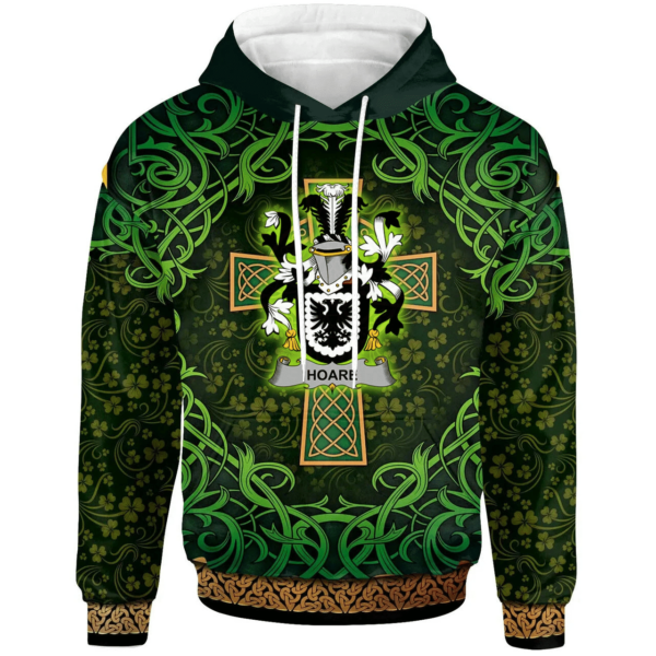 Ireland Hoodie - Hoare Irish Family Crest Hoodie - Celtic Cross Shamrock Patterns